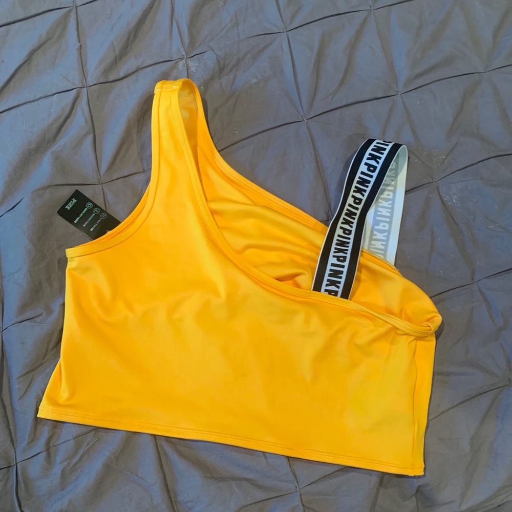 Yellow pink sports bra